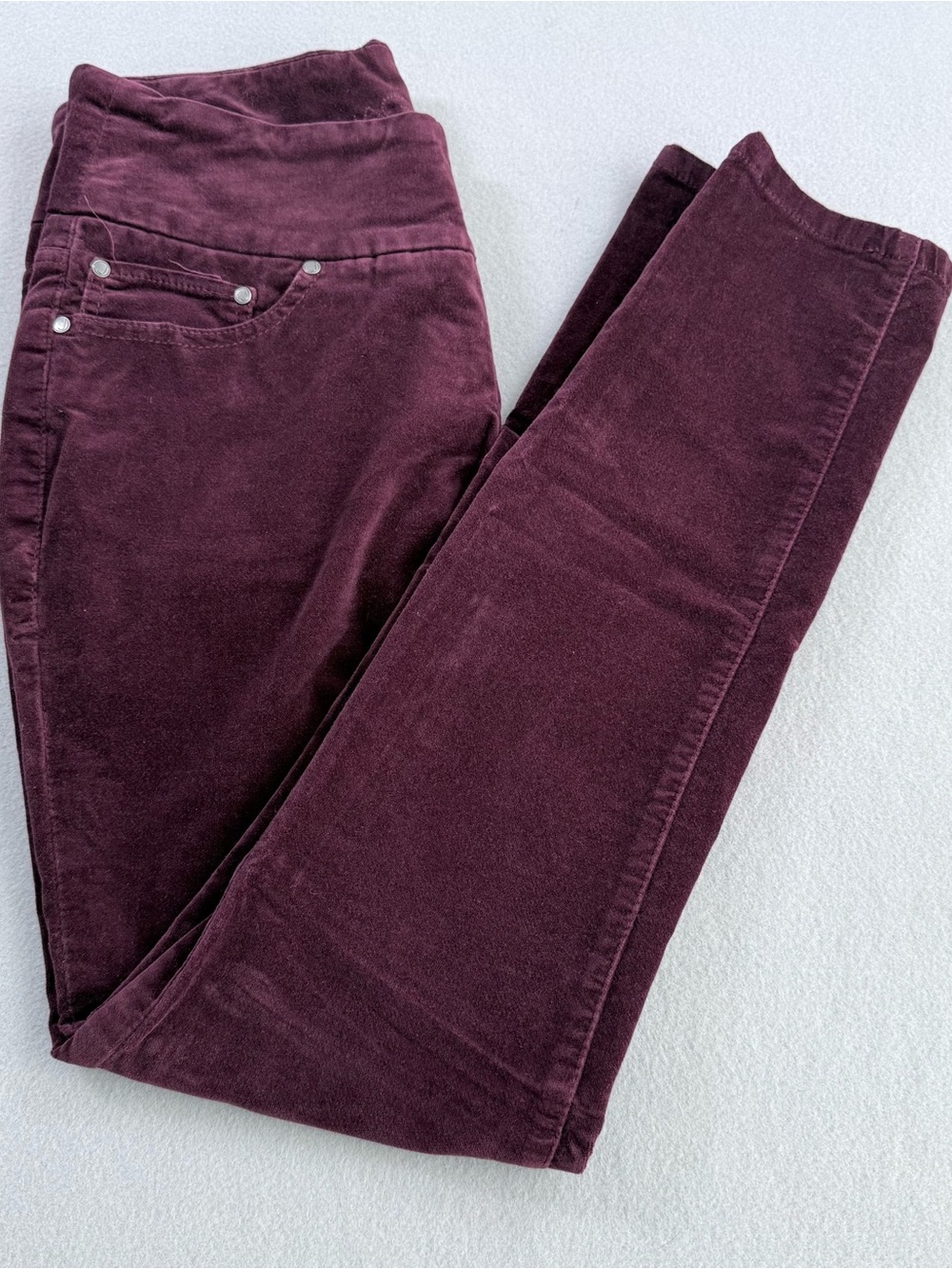Jag Jeans Nora Velveteen Pull-On Skinny Pants Burgundy 6P